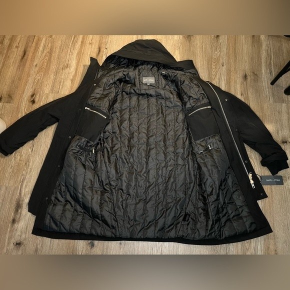 Slate & Stone Jay Hooded Full Zip Jacket Men’s Jacket Black Parka Small - Picture 8 of 13